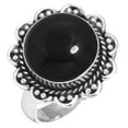 thumbnail image 1 of 925 Sterling Silver Ring For Women - Teens Natural Black Onyx Gemstone Silver Ring Size 8.5 July Birthstone Elegant Silver Ring Size 8.5 Thanksgiving Gift For Sister 925 Silver Gemstone Jewelry, 1 of 5