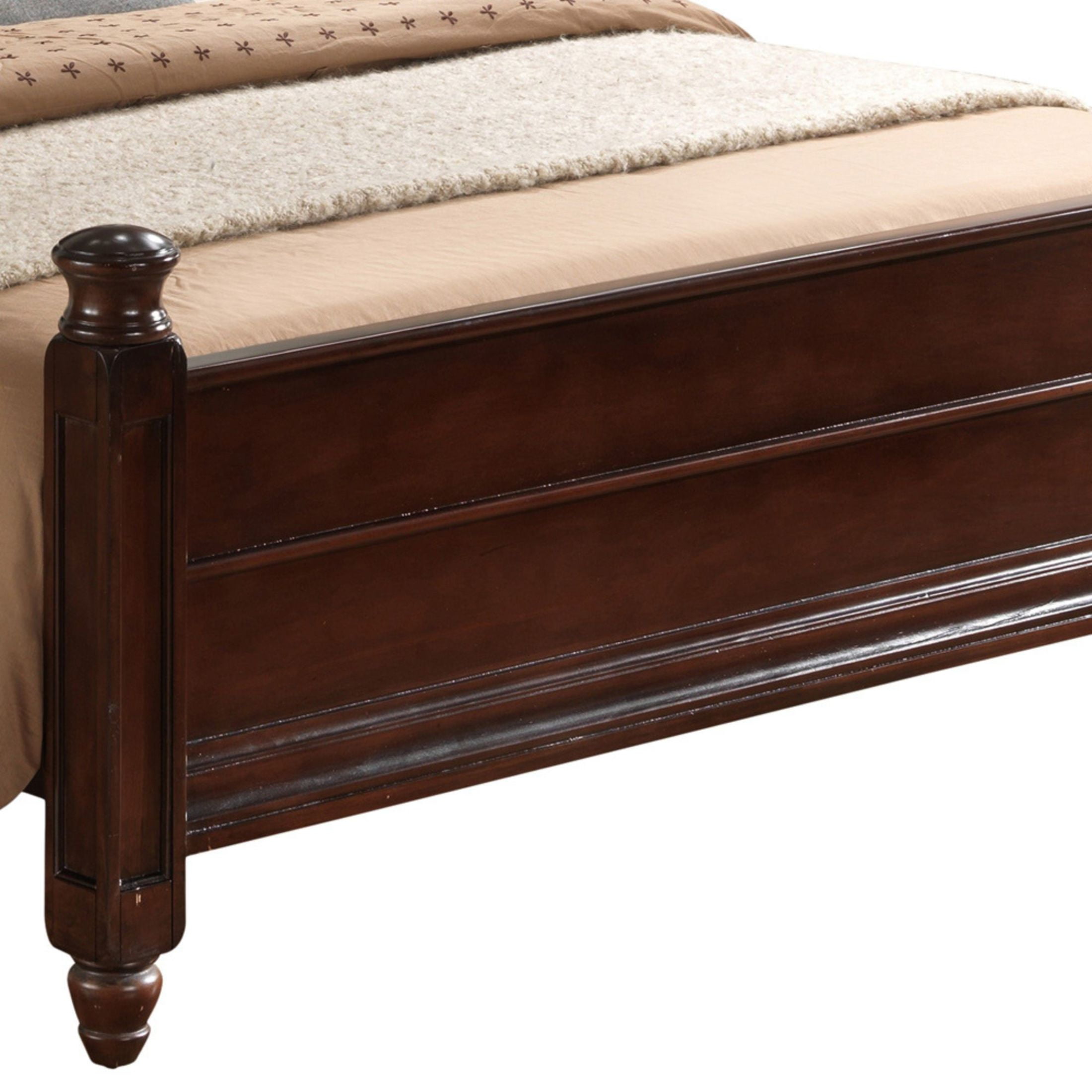 Noble House Traditional Queen Bed with 4-Post Design, Wood Frame, Cappuccino Finish