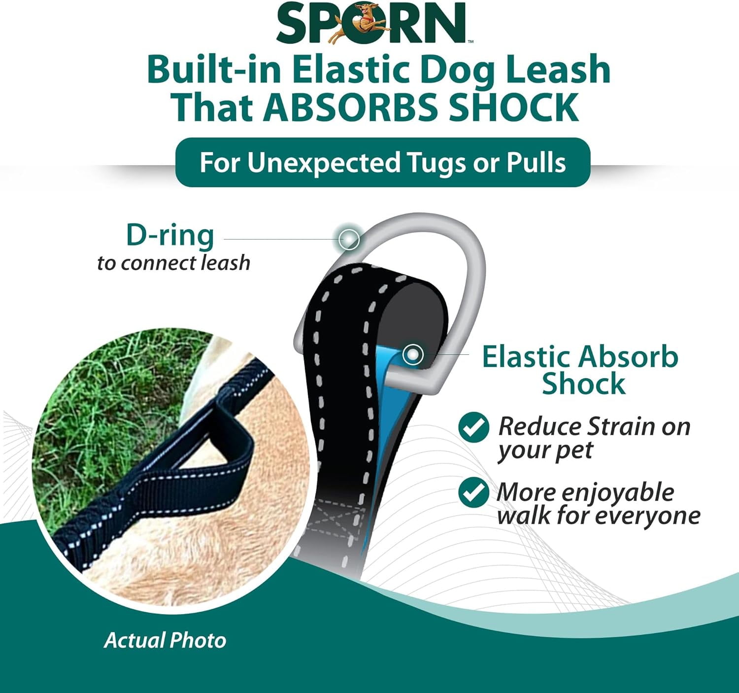 Sporn Child Co-Walk Training Dog Leash, 6 ft, Black