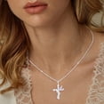 thumbnail image 3 of APSVO S925 Sterling Silver Plated Butterfly Cross Necklaces for Women Girls February Birthstone Necklace with Purple Amethyst Birthday First Communion Mothers Day Jewelry Gifts Teen Her Mom Kids, 3 of 8