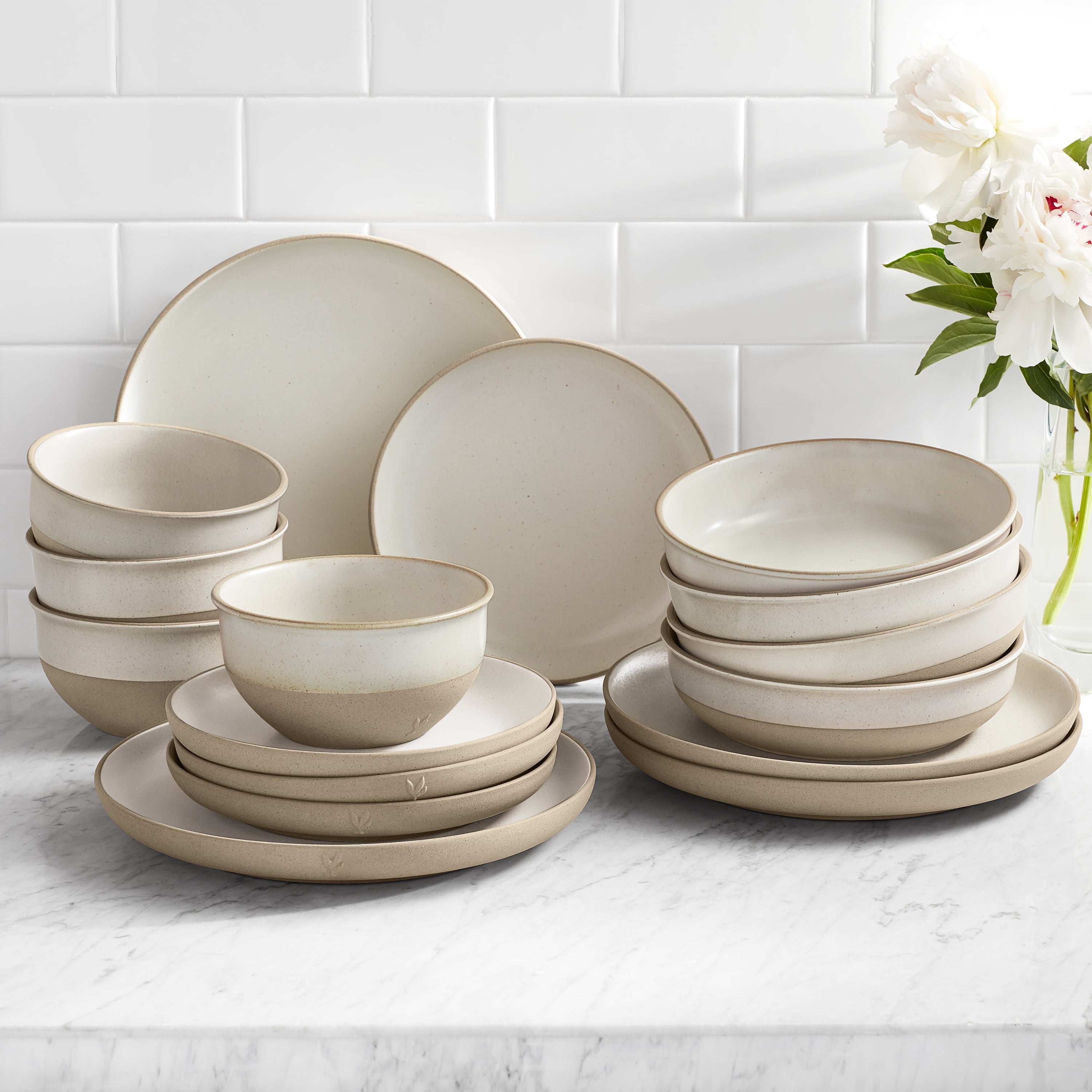 Better Homes & Gardens Cream 16-Piece Dinnerware Set by Dave & Jenny Marrs