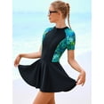 thumbnail image 2 of IDOPIP Short Sleeve Swimsuits Swim Dress Women Rash Guard One Piece Swimwear with Skirt Bathing Suit S-2XL, 2 of 9