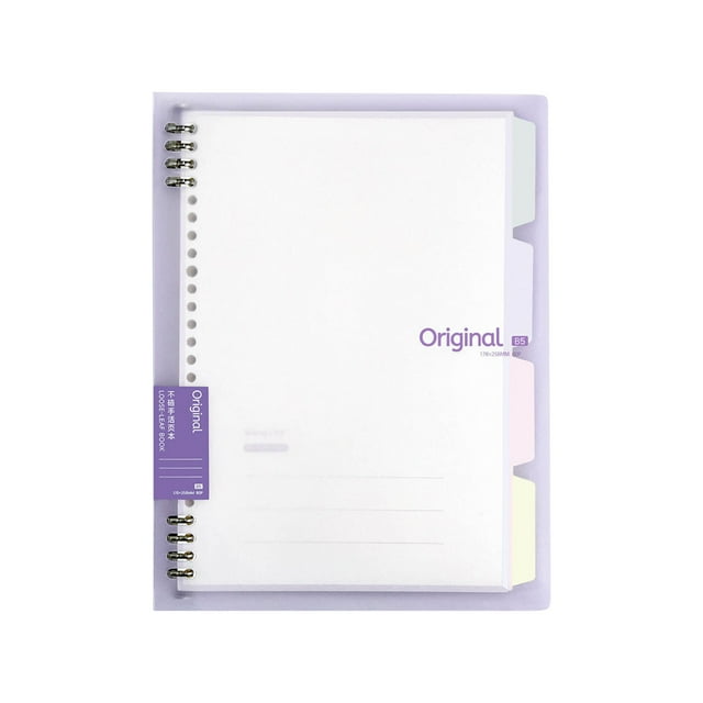 TopLLC 8 Ring Binder Notebook, Frosted PVC Softcover B5 Lined Writing Notebook with Tabs, Refillable 120 Pages Thicken Ruled Paper Loose Leaf Journal Notepad School Office Supplies for Students