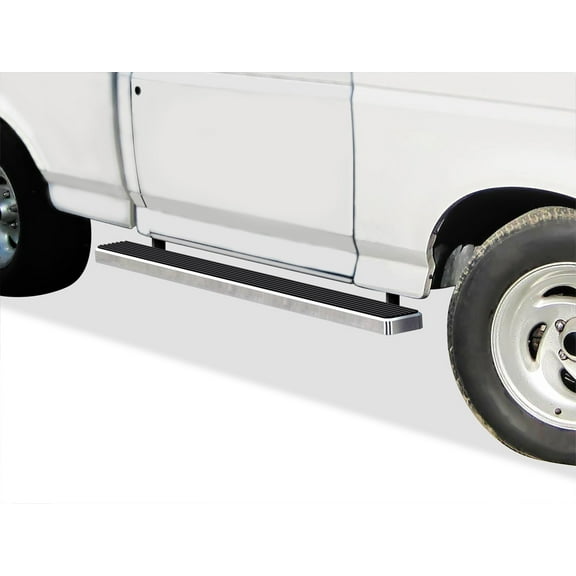 APS Running Boards 5 inches Compatible with Ford F-Series Bronco 1980-1996 Regular Cab (Will Not Fit Factory Reinforced Heavy Duty Frames) Stainless Steel (Nerf Bars Side Steps Side Bars)