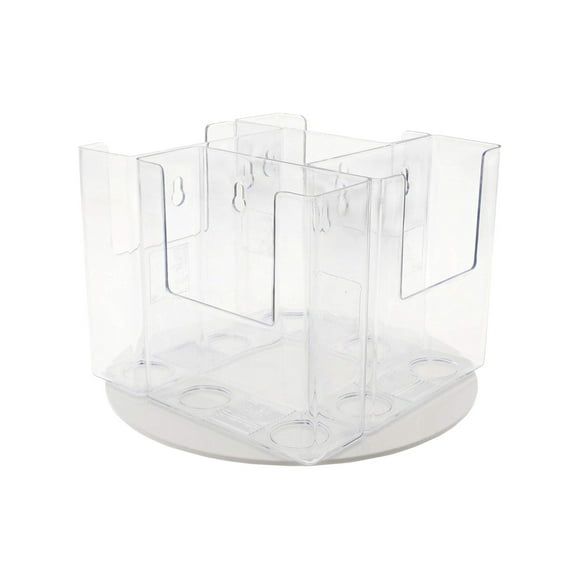 Marketing Holders 4 Pocket Rotating 4" Trifold Display Clear Premium Acrylic Spinning Stands Multi Pocket Holder Countertop for Flyers and Brochures in Amusement Parks and Tourist Attractions