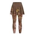 thumbnail image 5 of FUIALDOLG Brown Bohemian Mandala Floral Pattern Womens Tennis Skirt with Leggings Skirted Capri Tennis Leggings Tennis Outfits Full Length Mandala Floral Yoga Pants Picckleball Clothing,Size XS, 5 of 7