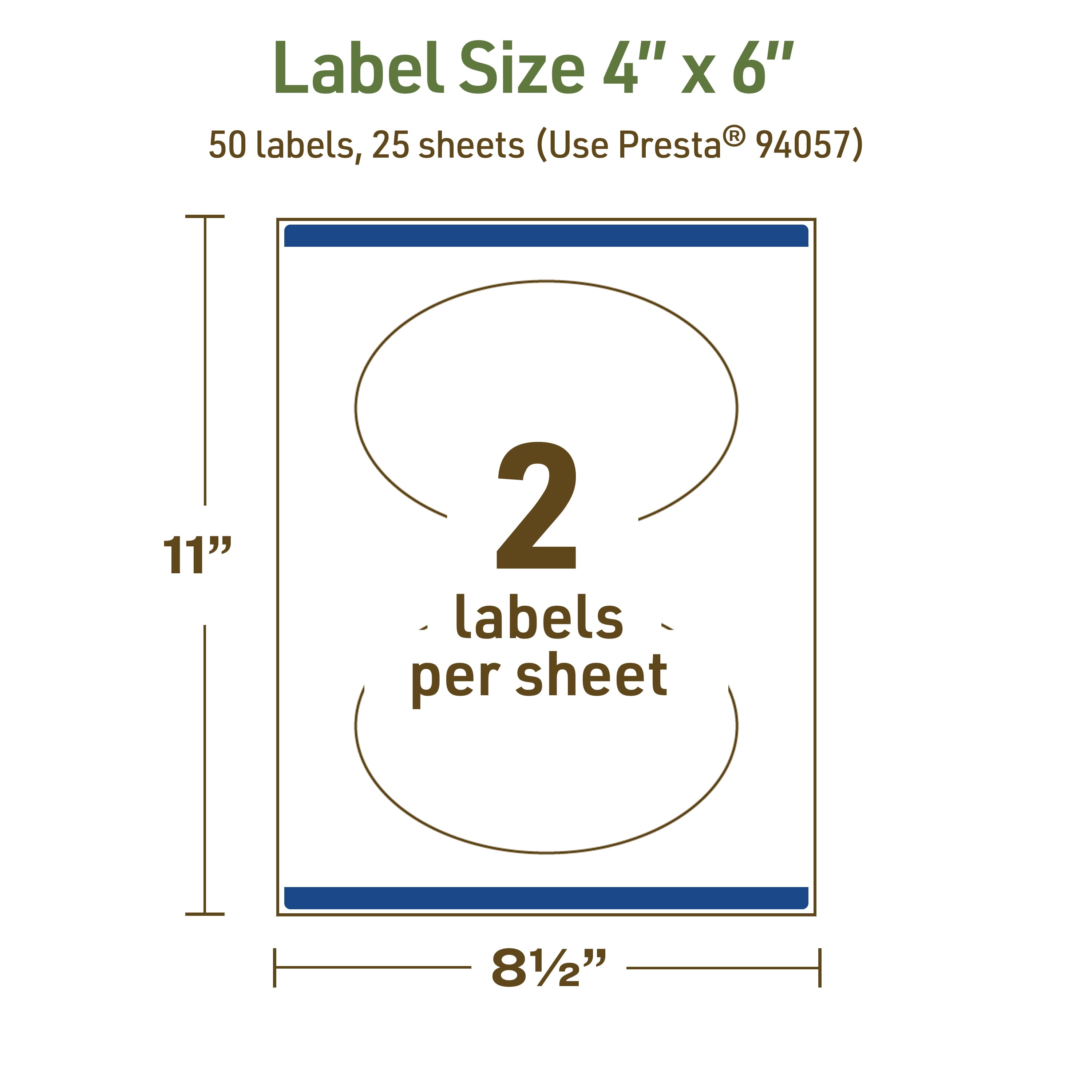 Avery Dissolvable Oval Labels, 4" x 6", 50 Labels