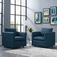 thumbnail image 2 of Armchair Accent Chair, Set of 2, Fabric, Navy Blue, Modern Contemporary Urban Design, Living Lounge Room Hotel Lobby Hospitality, 2 of 4