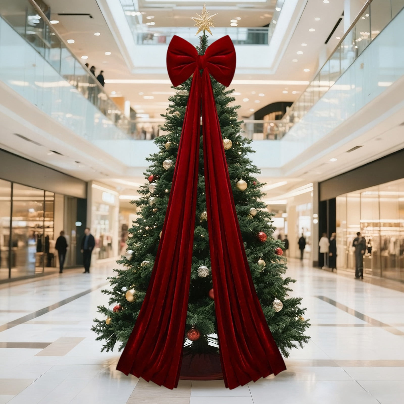 Deeceymbur Large Wine Red Velvet Bow for Christmas Tree Decoration Window Display Holiday Pendant