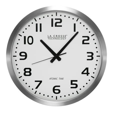 La Crosse Technology 16" Stainless Steel Atomic Clock, White Dial