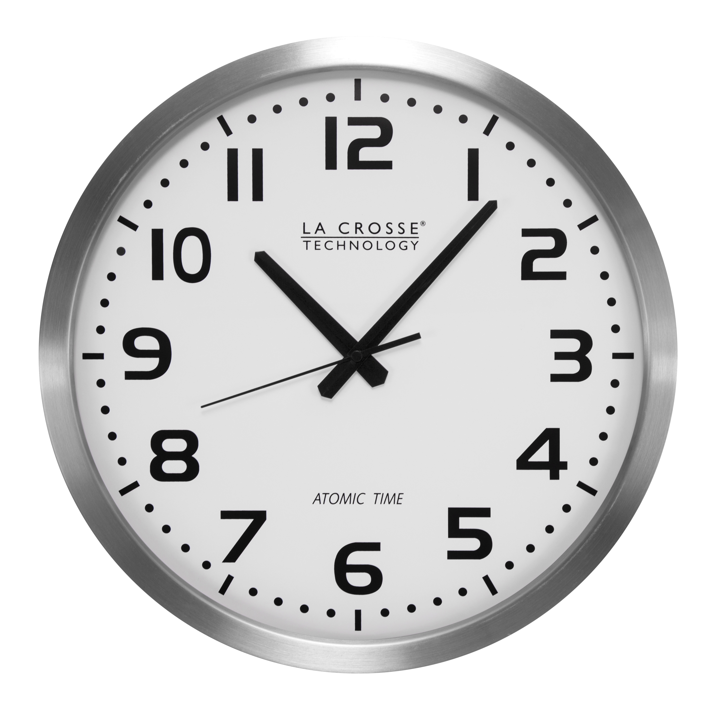 La Crosse Technology 16 Inch Stainless Steel Atomic Clock White Dial 16 Metal Frame