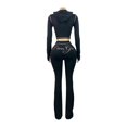 thumbnail image 4 of Women Printed Hoodie Set Long Sleeve Thumb Hole Top Flared Pants Outfit, 4 of 6