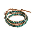 thumbnail image 5 of Natural Beauty Malachite Triple Wrap Nude Leather Bracelet, 5 of 5