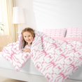 thumbnail image 3 of Manfei Girls Kawaii Ribbon Bowknot Twin Comforter Sets 3-Piece,Kids Teens Geometric Plaid Bedding Set,Pink Reversible,Microfiber Bedroom Decor, 3 of 6