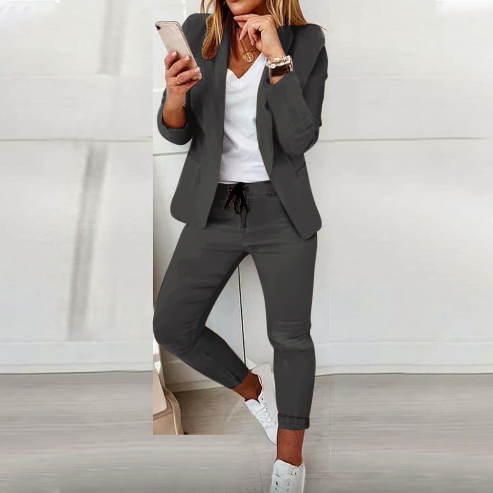 2019 Work Pant Suits for Women Business interview suit set uniform smil  Blazer and Pencil Nine points Pant OL Office 2 Piece Set - AliExpress