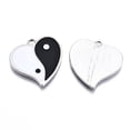 thumbnail image 2 of 10pc Eco-Friendly Alloy Enamel Pendants Cadmium Free & Lead Free & Nickel Free Heart with Yin Yang Platinum Black and White 21x21x1.5mm Hole: 2mm, 2 of 3