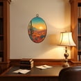 thumbnail image 4 of Canvas Wall Art Cactus Arizona Desert Boho Western Aztec Southwestern Cacti Mountains Oval Framed Canvas Prints Vintage Wall Hanging Decor for Home Decorations 8.6"x11.4", 4 of 7