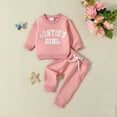 thumbnail image 2 of TSADFHJI Winter Toddler Clothes for Girls 2T Winter Winter Baby Girl Summer Clothes 12 Months Toddler Girls Long Sleeve Letter Embroider T Shirt Pullover Tops Pants Outfits 2-3 Years, 2 of 5