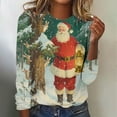 thumbnail image 2 of Women's Christmas Sweatshirts Crew Neck Pullover Sweater Blouses Xmas Santa Claus Print Blouses Tops Long Sleeve Sweater Shirts Merry Christmas Fall Casual Trendy Sweatshirt Pullover Tops, 2 of 5