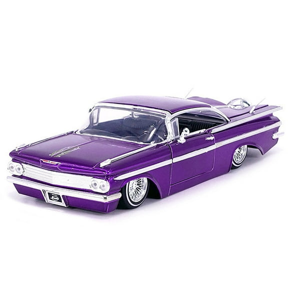 1959 Chevrolet Impala Lowrider Candy Purple with Wire Wheels "Street Low" Series 1/24 Diecast Model Car by Jada