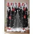 thumbnail image 4 of Black Christmas Tree Standard Shower Curtain Set, Waterproof Shower Curtains for Bathroom, Xmas Balls Pine Needles Snowflake Washable Fabric Cloth Bath Curtain for Bathtub with Hooks 72x72 Inches, 4 of 6