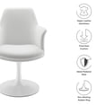 thumbnail image 3 of Modway Lippa Vegan Leather Upholstered Swivel Dining Armchair in White White, 3 of 10