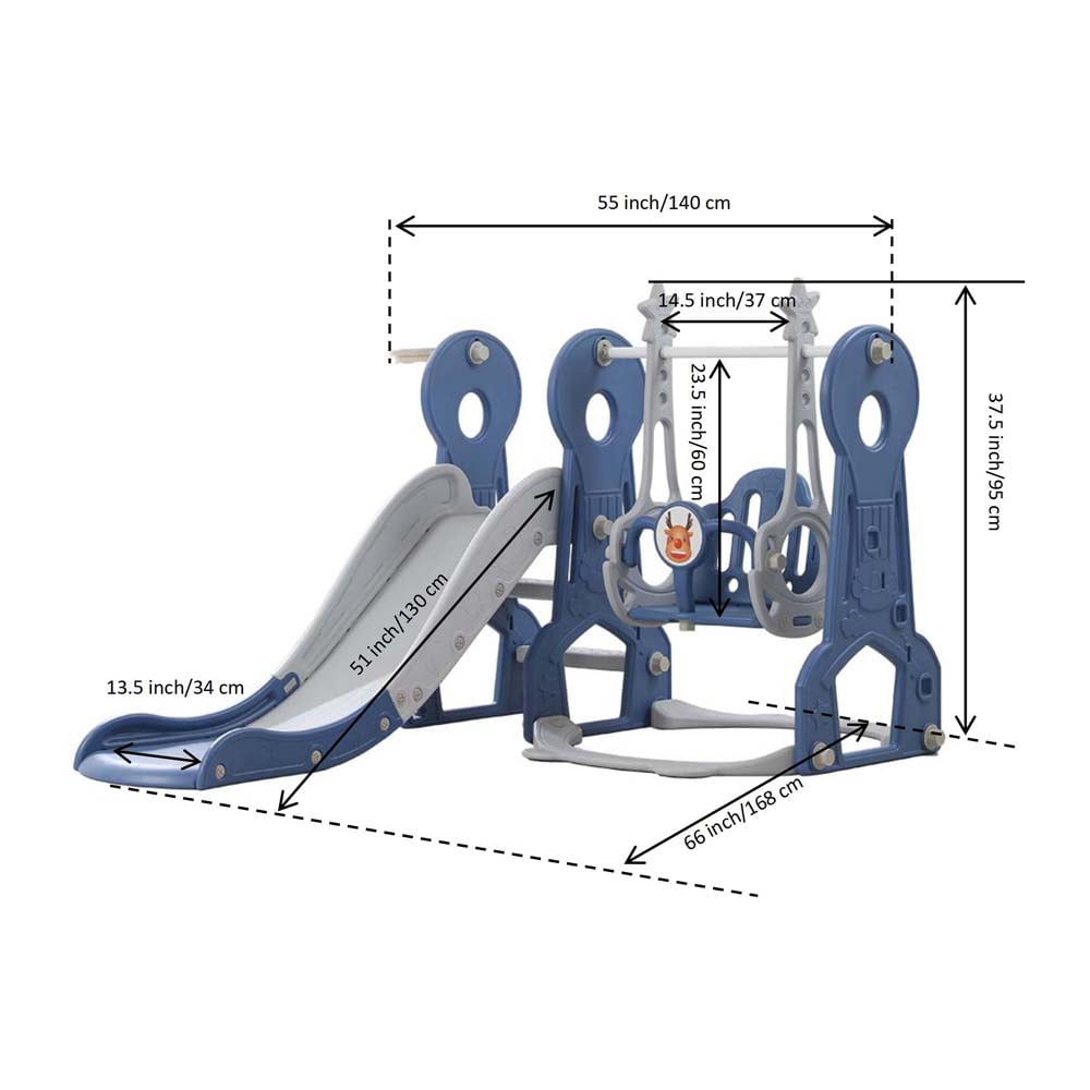 WDKJ 4 in 1 kids Swing and Slide ，Indoor Outdoor Playground for Children Baby Swing Set with Slide, basketball hoop for Boys and Girls