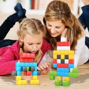 PicassoTiles 50PCS Kids 1 Pixel Magnetic Puzzle Cube Set, Mix & Match Building Blocks with Free Idea Book, STEAM Educational Sensory Toy Kit