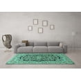 thumbnail image 3 of Ahgly Company Machine Washable Indoor Rectangle Persian Turquoise Blue Traditional Area Rugs, 2' x 4', 3 of 4