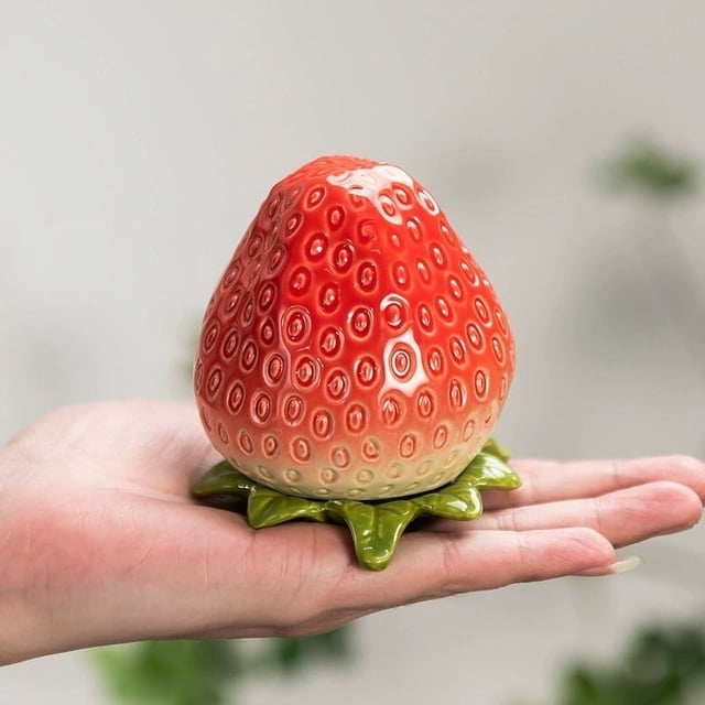 Fiudx Recipiente de Fresa, Elegante Tetera de Cerámica para Guardar Té, con Cierre Hermético para Mantener La Frescura, Organizador Versátil para La Cocina, Ideal para Guardar Té, Especias y Hierbas,