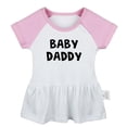 thumbnail image 4 of Pack of 2, Daddy Baby Announcement & Me + Mommy = One Broke Daddy Funny Dresses For Baby, Newborn Babies Skirts, Infant Princess Dress, Toddler Frocks (Pink Raglan Dresses, 12-18 Months), 4 of 5