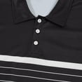 thumbnail image 6 of POTETI Mens Polo Shirts Casual Collared Short Sleeve Shirts Summer Striped Loose Tops, 6 of 8