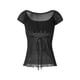 thumbnail image 1 of Mujeres de encaje de flores de ganchillo Tops, manga casquillo de corte bajo del cordón camiseta femenina fuera del hombro Ropa, 1 of 5