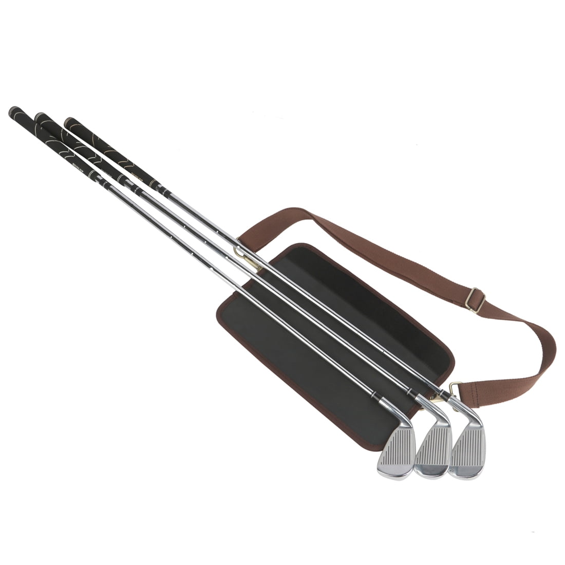 TOURBON Canvas Leather Golf Clubs Carrier Driving Range Golf Holster Range Bag Strap Pack Outdoor Brown