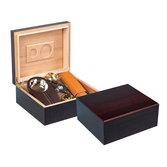 Diplomat Cigar Humidor Gift Set - Cherry Finish - Capacity: 25 to 50