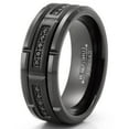 thumbnail image 2 of Metal Masters Mens Tungsten Carbide Black Brick Design Wedding Band Engagement Ring Cubic Zirconia Comfort-Fit 8mm, 2 of 5