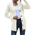 thumbnail image 2 of Women Winter Sweater Cardigan Long Sleeve Open Front Button Down Knitwear Coat With Pocket, 2 of 7