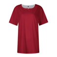 thumbnail image 4 of Tshirt Women Women's Fashionable Casual Solid Color Short Sleeved Round Neck T-shirt Top, 4 of 6