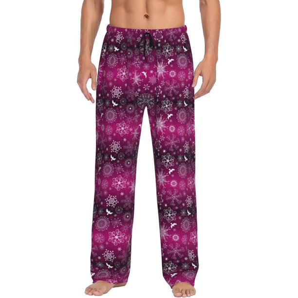 Fotbe Snowflakes And Christmas Pantalones de Pijama para Hombre, Pantalones de Dormir, Pantalones de Casa con Cintura Ajustable y Bolsillos-3X-Large