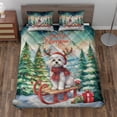 thumbnail image 2 of Merry Christmas Santa Reindeer Antlers Maltese Sleigh Xmas Winter Holiday Quilt Bedding Set Maltese Dog Lover Gifts Idea 1 Blanket Bed Cover 2 Pillowcases - 00023, 2 of 5