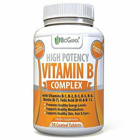 Vitamin B Complex 100 Vitamin B12, B1, B2, B3, B5, B6, B7 Biotin B9 Folic