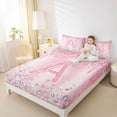 thumbnail image 4 of Homewish Monogrammed A Theme Twin Sheet Sets,Cartoon Stereoscopic Diamond Twin Fitted Sheet,Pink Sparking Print Flat Sheet For Girl Teens,Ultra Soft Bedroom Decor,3 Pieces, 4 of 7