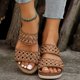 thumbnail image 4 of MKLEKYY Sandalias Cómodas para Mujer, Sandalias de Verano Con Tacón Inclinado, Color Liso, Punta Abierta, Bordado, Suela Gruesa, 4 of 4