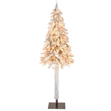 Costway 6.5ft Pre-Lit Hinged Pencil Christmas Tree 250 White Lights ...