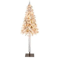 Costway 6.5ft Pre-Lit Hinged Pencil Christmas Tree 250 White Lights ...