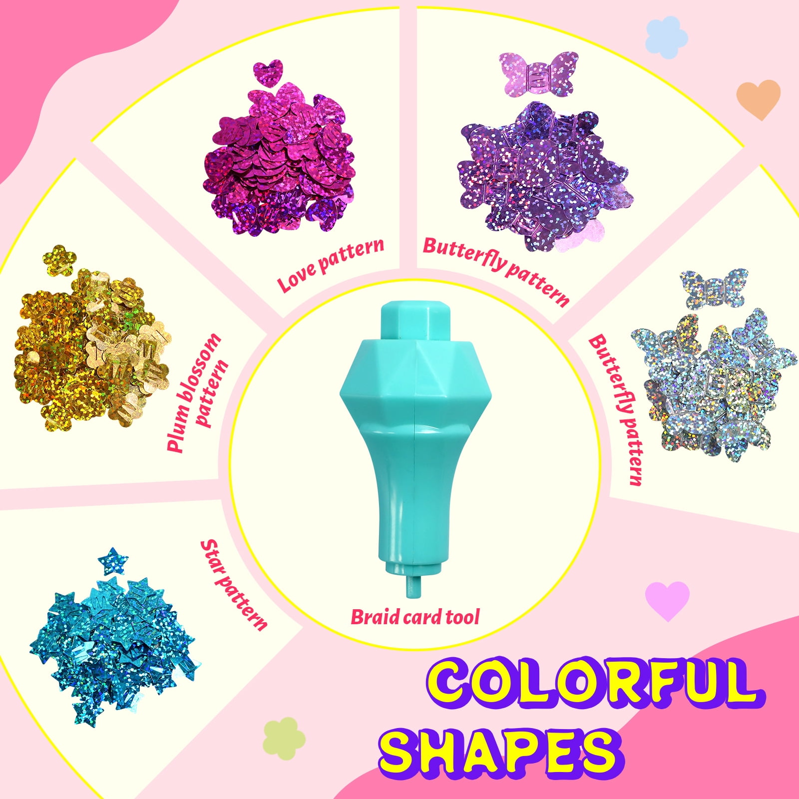 Hair Gems for Girls, AOSITE Hair Bedazzler Gem Stamper Kit with Hair Glitter Patch, Hair Jewel for Girls, Hair Gems Stamper, Hair Gem DIY Tool Gift for Age 4-12