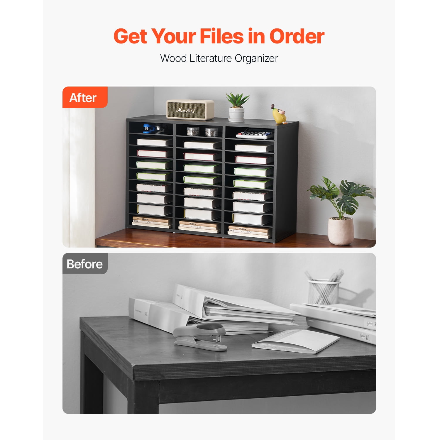 KFFKFF Document Divider, 27 Sections Office Postbox with Adjustable Racks, Timber Postbox Arranger Particle Board for Office, Home, Classroom Storage, Paper Organizer for Files, Documents, Papers