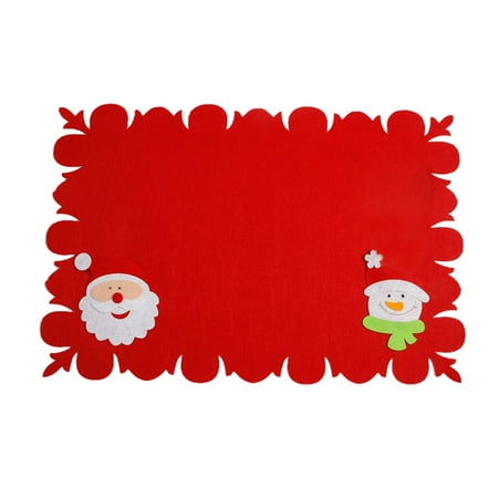 

Christmas Table Mat Bowl Fork Placemat Table Decor for Xmas Dinner Party (Snowman & Santa Clause)