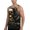 thumbnail image 2 of Lsque Gold Rose Skull Pattern Mens Tank Tops Muscle Athletic Quick Dry Sleeveless Workout Fitness T Shirts Beach Tank Top, Loose-fit Sleeveless Shirt for Men-, 2 of 7