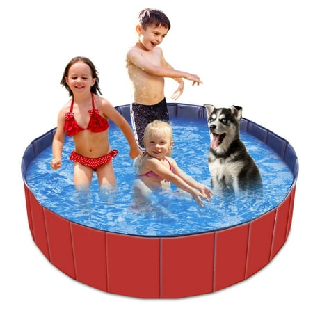 iMounTEK Foldable Pet Swimming Pool Bathing Tub Playmat Kids Pools Red